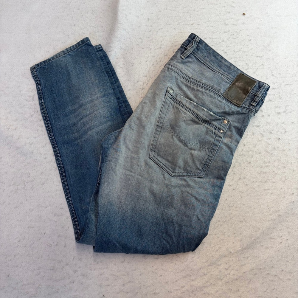 Diesel Krayver Jeans Mens 36x32 Blue Regular Slim Carrot Wash 0840V